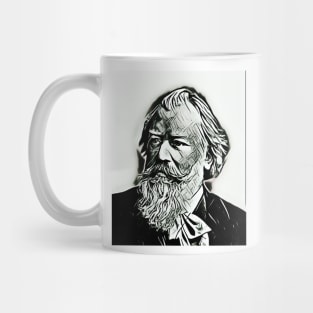 Johannes Brahms Black and White Colourful Portrait | Johannes Brahms Artwork 15 Mug